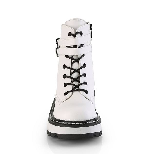 Demonia Women's Lilith-152 Platform Ankle Boots - White Vegan Leather D0329-85US Clearance